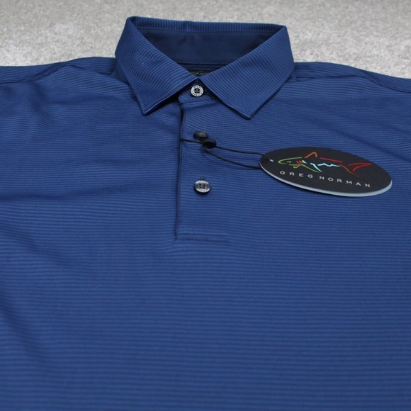 Greg Norman Polo Shirt NWT Mens Large Blue ML75 PlayDry Short Sleeve Pullover - Picture 7 of 13